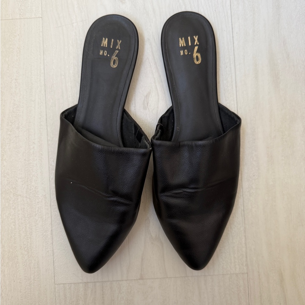 Mix No. 6 Sleek Black Faux Leather Mules